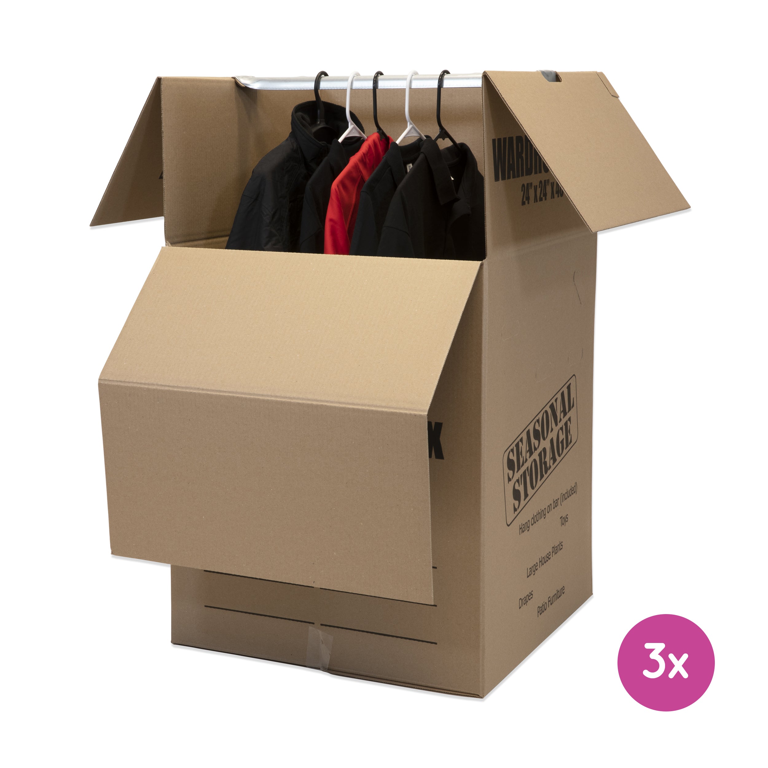 Wardrobe Boxes with Hanger Bars - 3 Boxes/Case